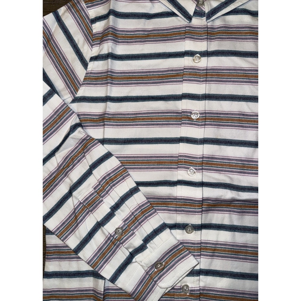 Wildfang Essential Flannel Button Up Shirt S Stripe Cotton Boho Skater - Picture 2 of 3